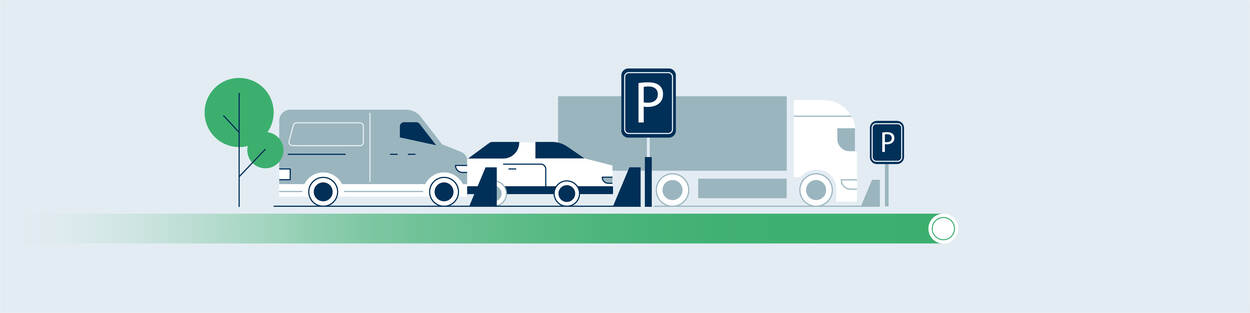 Lichtblauwe banner van mobiliteitsthema parkeren